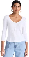L AGENCE ROWENA 3/4 SLEEVE HENLEY TOP WHITE