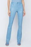 L Agence Ruth Coated High Waist Raw Hem Straight Leg Jeans In Blue Mist Coated