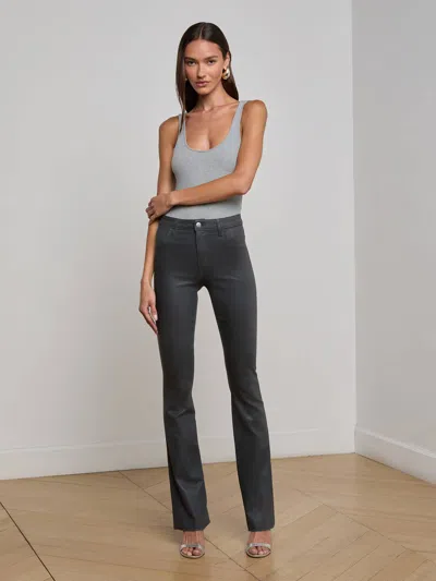 L Agence Ruth Coated Straight-leg Jean In Gray