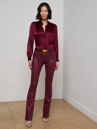 L Agence Ruth Coated Straight-leg Jean In Burgundy