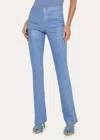L Agence Ruth High Rise Straight Raw Hem Jeans In Wild Wind Coated In Blue