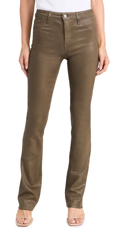 L Agence Ruth Straight Raw Hem Jeans Pinewood Coated