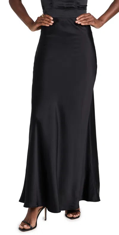 L'agence Ryker Waistband Silk Skirt In Black