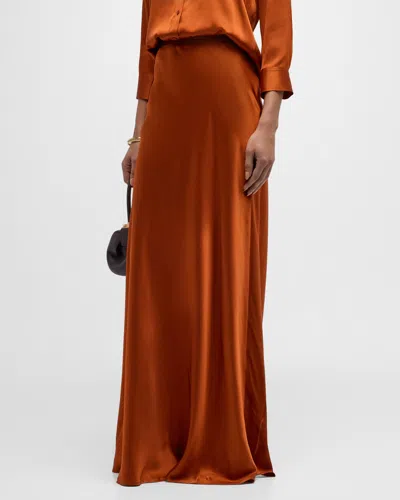 L Agence Ryker Silk Maxi Skirt In Sienna