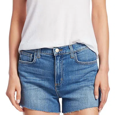 L Agence Ryland High Rise Side Zip Shorts In Blue