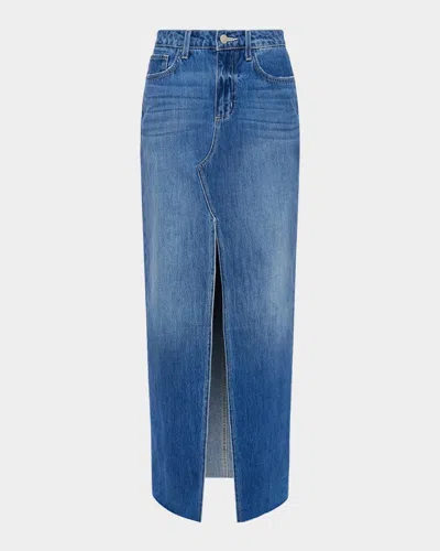 L Agence Rysa Denim Maxi Skirt In Blue