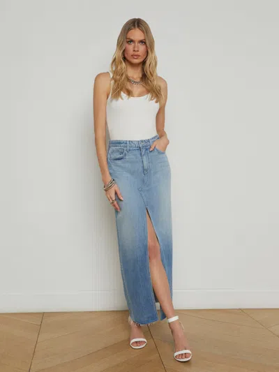 L'agence Rysa Denim Maxi Skirt In Zion