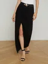 L Agence Rysa Slit Front Maxi Skirt In Noir In Black