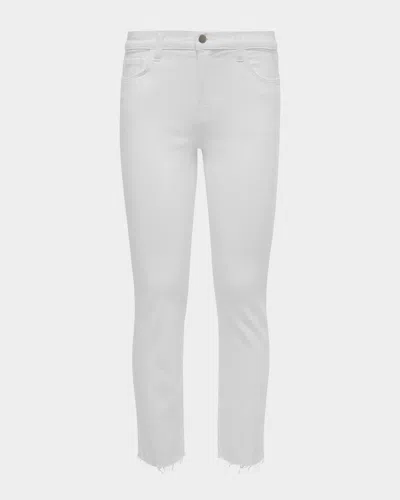L Agence Sada Slim Straight-leg Cropped Jeans In Blanc