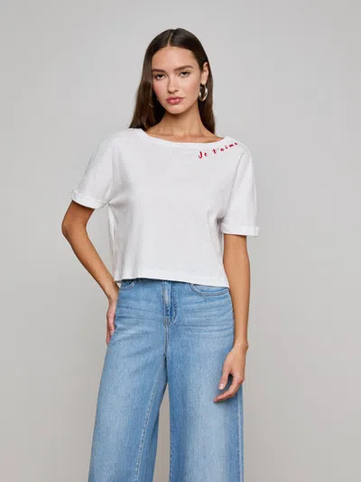 L Agence Sadie Embroidered Tee In White