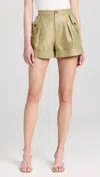 L Agence Safari Short In Oil Green/gold In Green