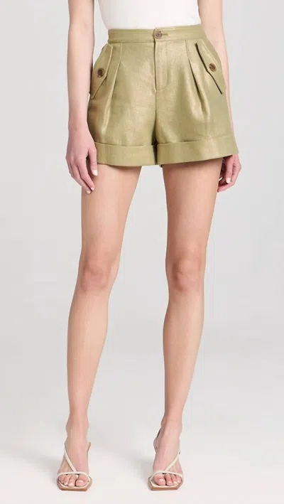 L Agence Safari Short In Oil Green/gold