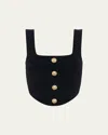 L Agence Saga Square-neck Corset Top In Black/ Gold