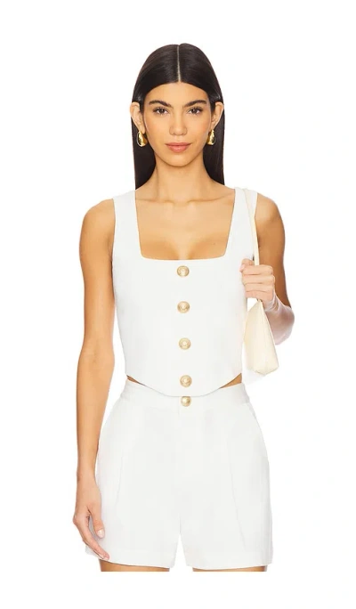 L Agence Saga Square Neck Corset Top In Ivory & Gold