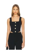 L Agence Saga Square-neck Corset Top In 블랙 & 골드