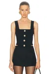 L Agence Saga Square-neck Corset Top In Black & Gold