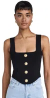 L Agence Saga Square-neck Corset Top In Black/gold
