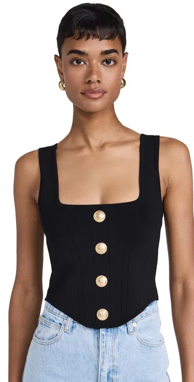 L AGENCE SAGA SQUARE NECK KNIT CORSET BLOUSE BLACK/GOLD