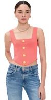 L Agence Saga Square Neck Knit Corset Coral Rose/gold