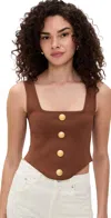 L Agence Saga Square Neck Knit Corset Sepia Brown In Brown