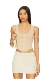 L Agence Saga Square Neck Top In Almondgold