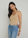 L'agence Saga Square Neck Top In Almond/gold