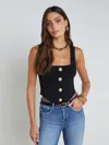 L Agence Saga Square-neck Corset Top In Black/gold