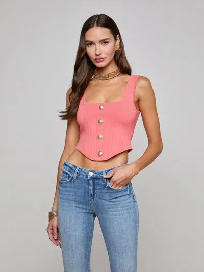 L Agence Saga Top In Coral Rose/gold