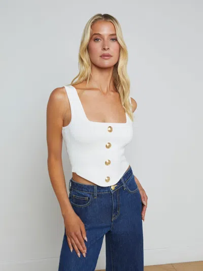 L Agence Saga Top In Ivory/gold