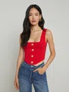L Agence Saga Top In Scarlet Red/gold