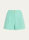 L Agence Saige Linen-cotton Short In Seafoam