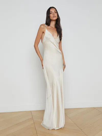 L'agence Saint Crystal Strap Gown In Champagne