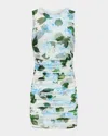 L'agence Sallie Floral-print Gathered Mini Dress