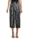 L Agence Samira Wide Leg Silk Pants In Black/ Multi In Multi