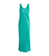 L Agence Satin Akiya Midi Dress In Bright Jade