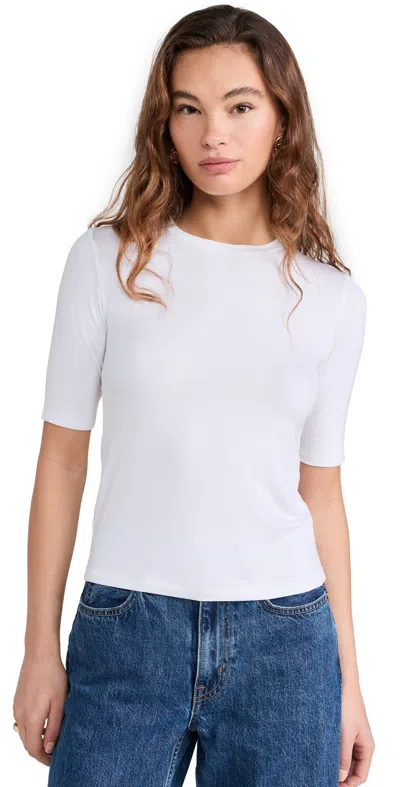 L Agence Saundra Crew Neck 1/2 Sleeve Tee White