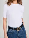 L Agence Saundra Crew Neck 1/2 Sleeve Tee White In White