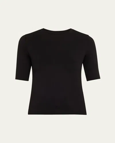 L Agence Saundra Crewneck Half-sleeve Top In Black