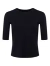 L Agence Saundra Crewneck Half-sleeve Top In Black