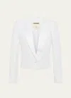 L'agence Scarlet Sequined Tweed Cropped Blazer In Ivory Sequ