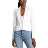 L Agence Scarlet Womens Sequined Tweed One-button Blazer In White