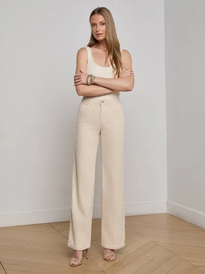 L Agence Scottie Corduroy Wide-leg Jean In Neutral