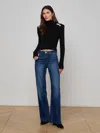 L Agence Joanne Low Rise Wide Leg Jean In Haven In Blue