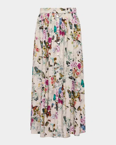 L AGENCE SEINA FRONT PLACKET MIDI SKIRT
