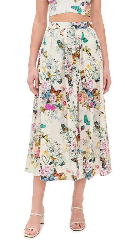 L Agence Seina Front Plkt Midi Skirt Charonda Butterfly