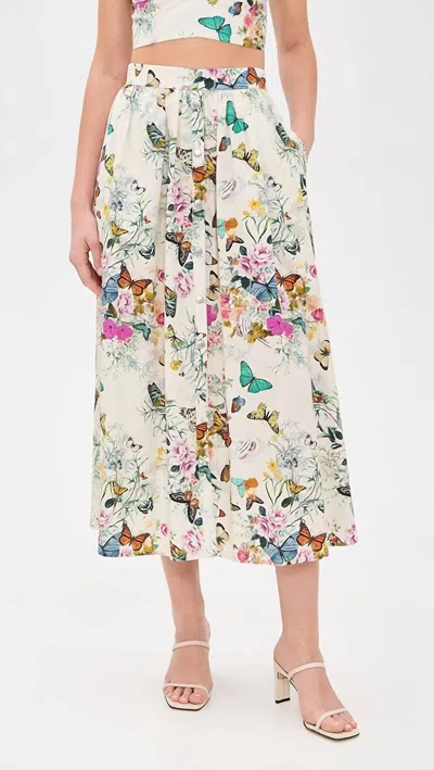L Agence Seina Midi Skirt In Charonda Butterfly