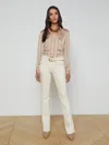 L Agence Selma Coated Bootcut Jean In French Vanilla Coated