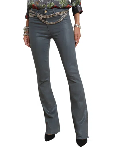 L Agence Selma Coated Bootcut Jean In Dark Shadow Coated In Green