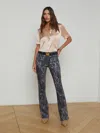 L Agence Selma Coated Bootcut Jean In Midnight/tan Snake Coated
