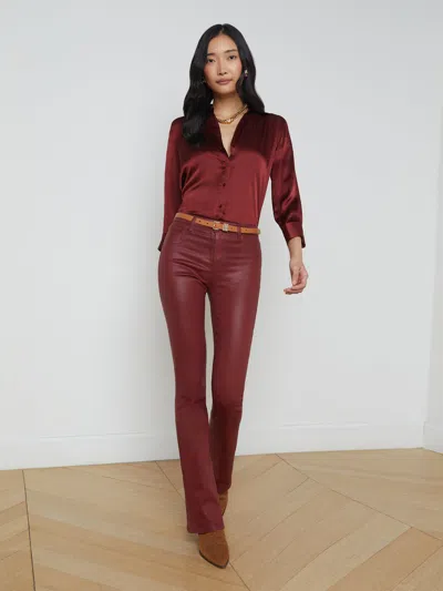 L'agence Selma Coated Bootcut Jean In Syrah Coated